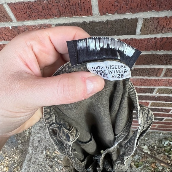 L’Pogee Washed Olive Green and Embroidered Spaghetti Strap Mini Dress - Picture 9 of 10